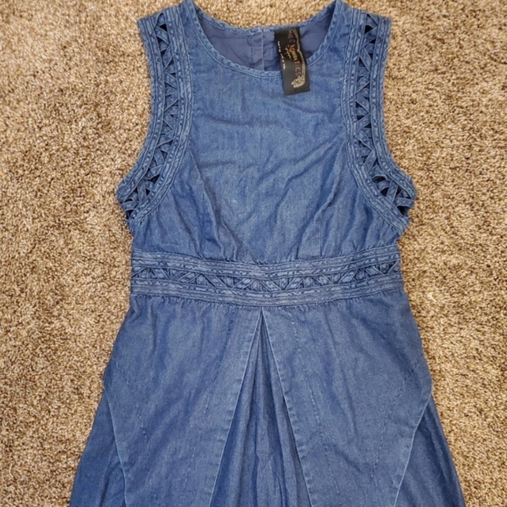 Free People New Romantics Denim Dress sz 2
